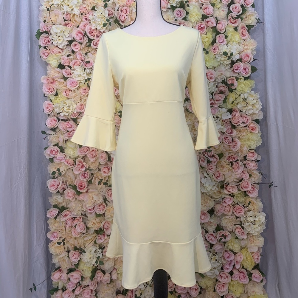 Yellow Betsy Johnson Bell Sleeve dress
